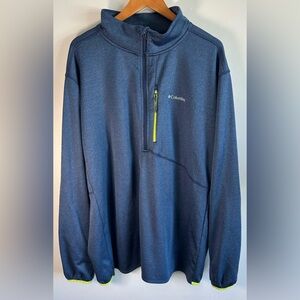Columbia Mens Sweater 3XT Blue Tight Knit Long Sleeve Hiking 1/2 Zip NWOT